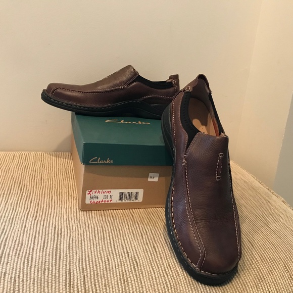 Clarks Mens Lithium Leather Shoes, Sz 13, Brown, New - Picture 3 of 5